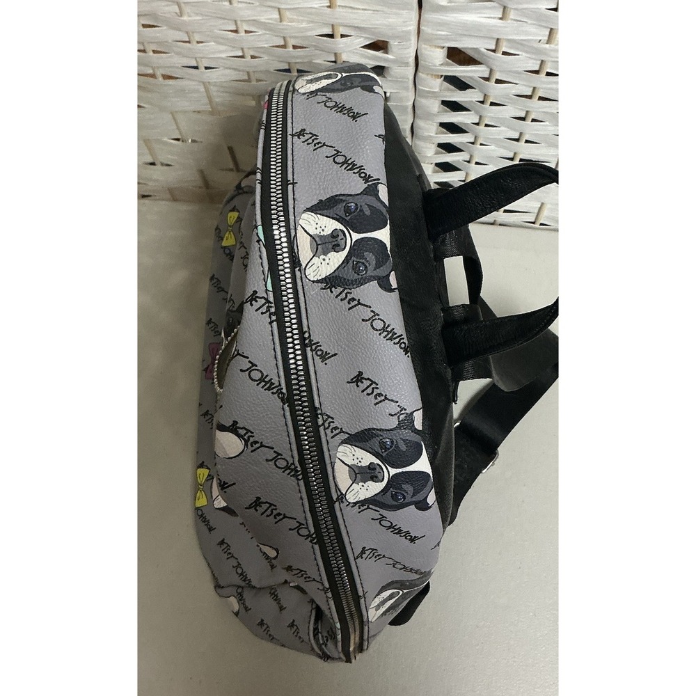 Betsey Johnson Logo Boston Terrier Print Backpack w/ 2 Zip Pockets - Picture 10 of 10